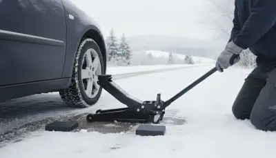 Sicherer Einsatz vom Wagenheber im Winter
